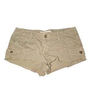 Y2K Hollister Low Rise Mini Cargo Shorts Size 5 / 27 Khaki Tan
